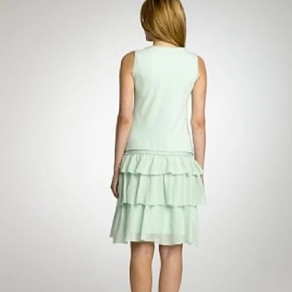🌸 $10 SALE J. Crew Mint Green Tiered Ruffle Hem Tank Dress Cotton Summer 09 SM - Picture 3 of 15